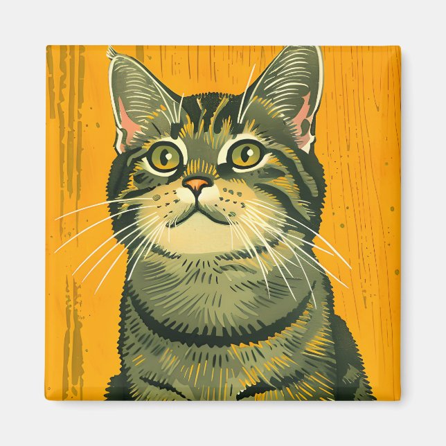 Minimalist Striped Grey Tabby  Magnet (Front)