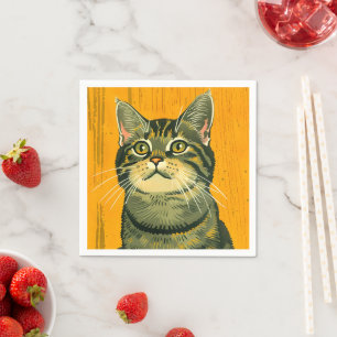 Minimalist Striped Grey Tabby Napkin