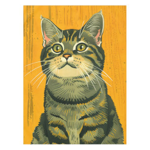Minimalist Striped Grey Tabby Tablecloth