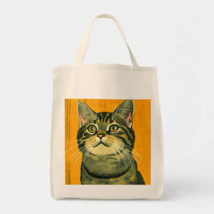 Minimalist Striped Grey Tabby Tote Bag