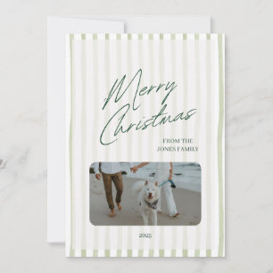 Minimalist Striped Merry Christmas Photo Card