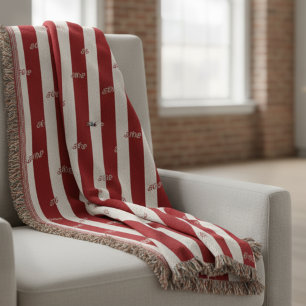 Minimalist Striped Modern Jacquard Custom Initial Throw Blanket