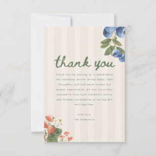 Minimalist Striped Script Market Baby Shower Party Thank You Card