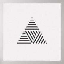 Minimalist Striped Triangle Black and White Poster