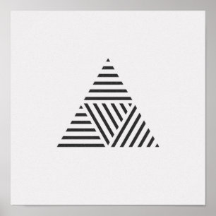 Minimalist Striped Triangle Black and White Poster