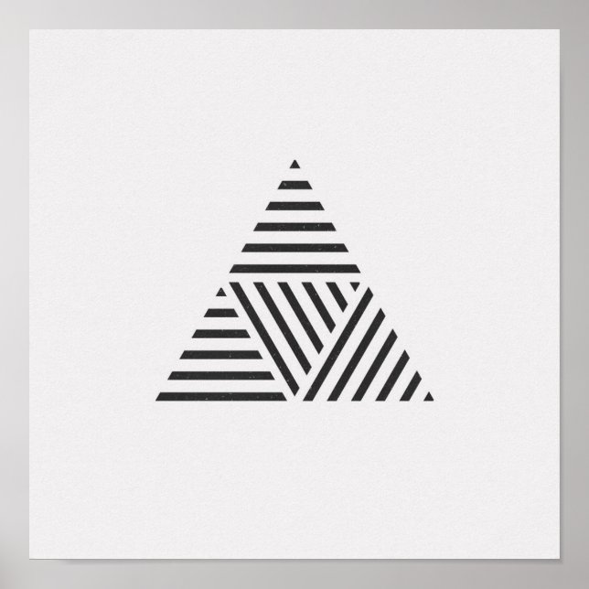 Minimalist Striped Triangle Black and White Poster (Front)