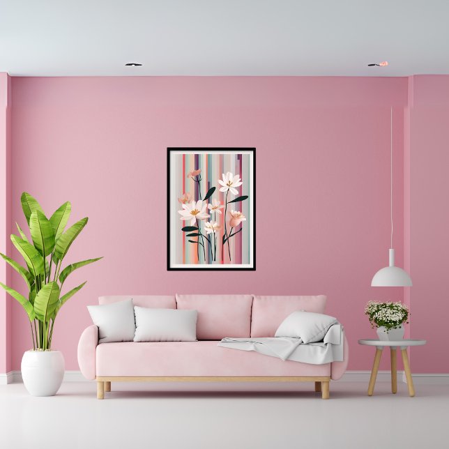 Minimalist Stripes Flower Modern Art Poster (Minimalist Stripes Flower Modern Art Poster
)