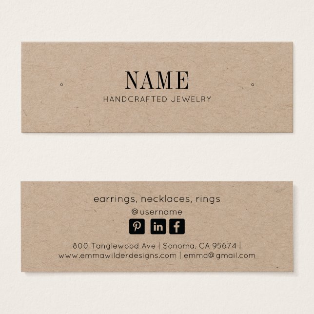 Minimalist Stud Earring Kraft Jewelry Display Card (Front & Back)