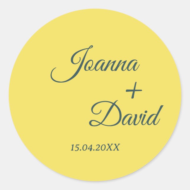 Minimalist Style | Calligraphy Font Wedding Classic Round Sticker (Front)