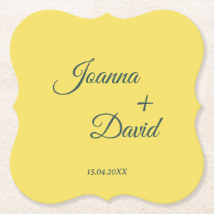 Minimalist Style   Calligraphy Font Wedding Paper Coaster