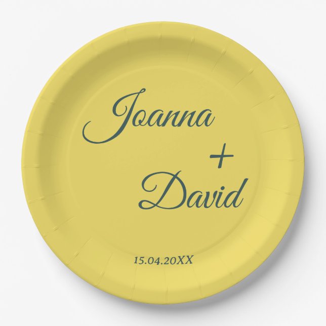 Minimalist Style | Calligraphy Font Wedding Paper Plate (Front)