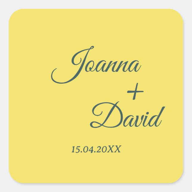 Minimalist Style | Calligraphy Font Wedding Square Sticker (Front)