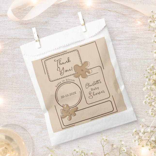 Minimalist Style Flower Notes Baby Shower Favour Bags (Clipped)
