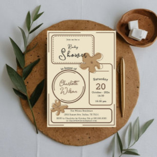 Minimalist Style Flower Notes Baby Shower Invitation
