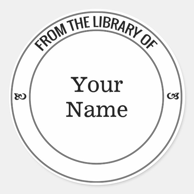 Minimalist Style Modern Bookplate for Book Lovers Classic Round Sticker (Front)