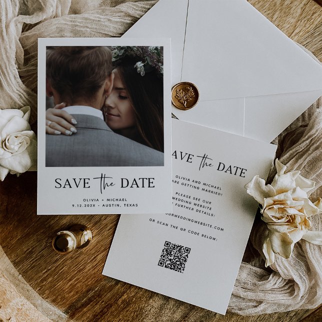 Minimalist Style | One Photo and QR Code Save The Date (Creator Uploaded)
