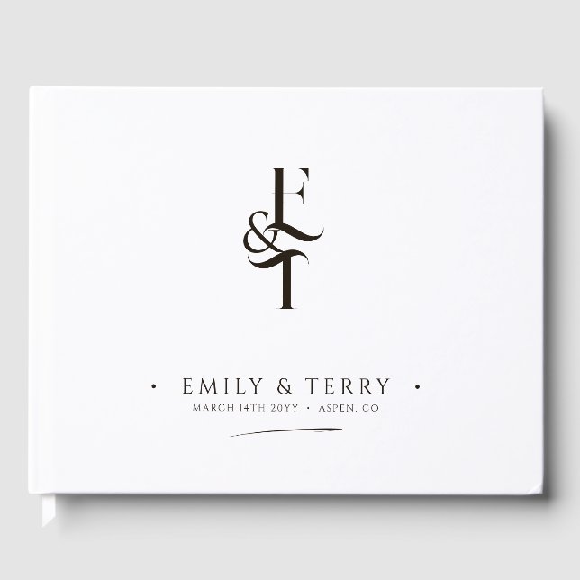 Minimalist Style Personalised Monogram Wedding Guest Book (Front)