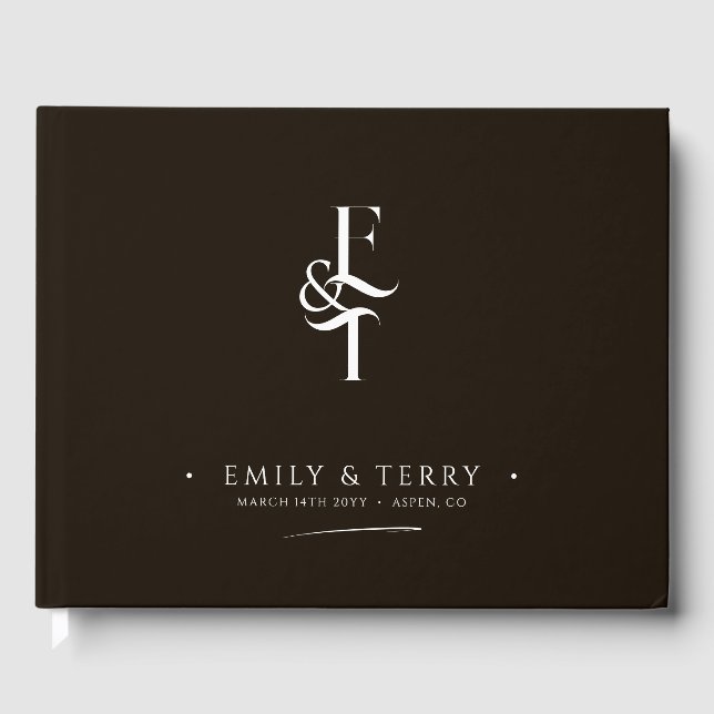 Minimalist Style Personalised Monogram Wedding Guest Book (Front)