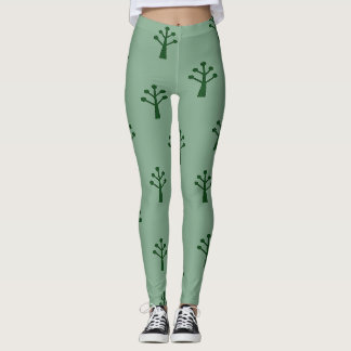 Minimalist Stylised Green Trees  Leggings