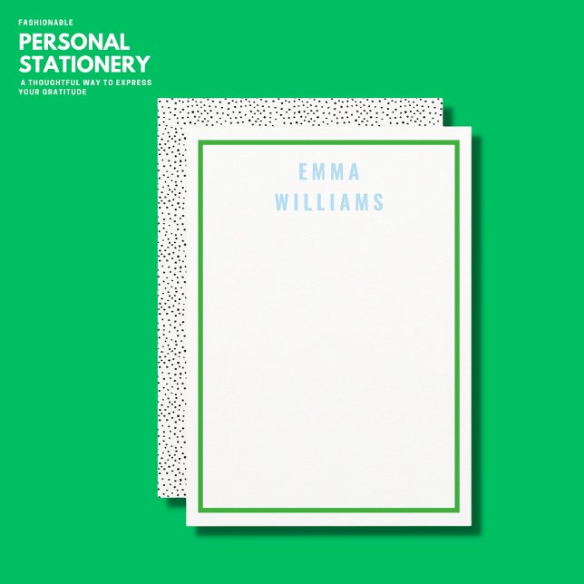 Minimalist Stylish Blue and Green Border Monogram Card (Creator Uploaded)