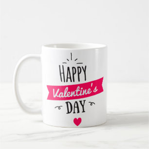 Minimalist Stylish Bold Black Pink Sweet Heart Coffee Mug