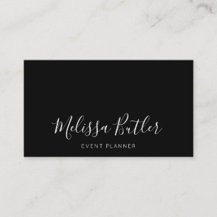 Minimalist Stylish Calligraphy Black Business Card