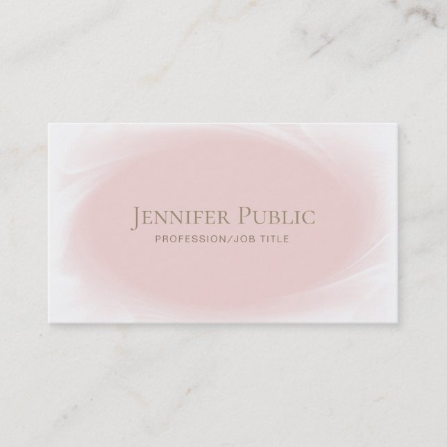 Minimalist Stylish Design Blush Pink Rose Gold Business Card (Front)