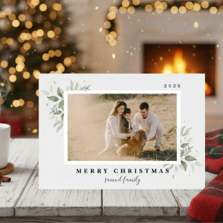 Minimalist Stylish Family Photo Christmas Holiday Card