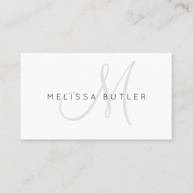 Minimalist Stylish Grey Monogram Business Card (Front)