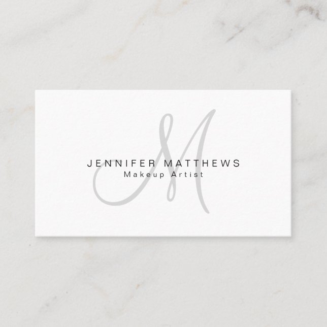 Minimalist Stylish Grey Monogram Name Business Card (Front)
