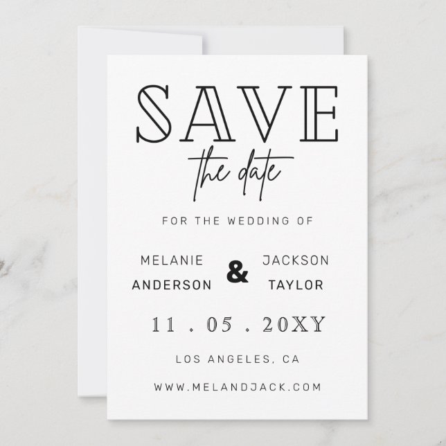 Minimalist Stylish Handwritten Calligraphy Save The Date (Front)