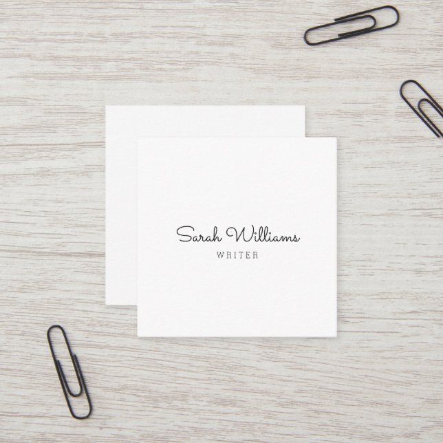 Minimalist Stylish Handwritten Script Square Business Card (Front/Back In Situ)