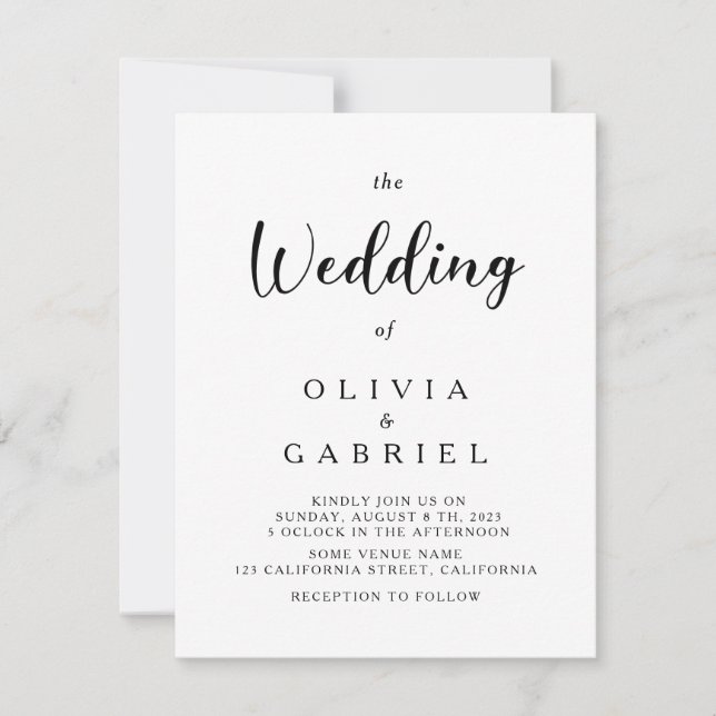 Minimalist stylish. Modern calligraphy Wedding Invitation (Front)