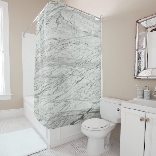 minimalist stylish modern chic grey marble shower curtain (In Situ)