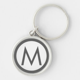 Minimalist Stylish Monogram Initial Gray Key Ring
