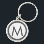 Minimalist Stylish Monogram Initial Grey Key Ring<br><div class="desc">Modern minimalist design features a stylish monogram initial in grey and white.</div>