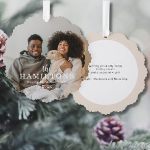 Minimalist Stylish Photo Christmas Tree Decoration Card