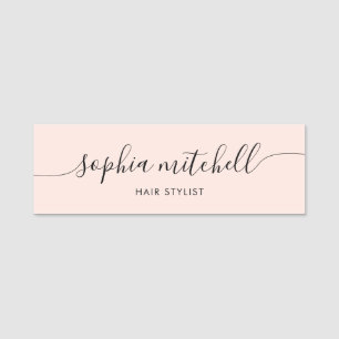 Minimalist Stylish Script Blush Pink Name Tag