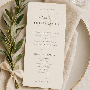 Minimalist Stylish Wedding Monogram Programme