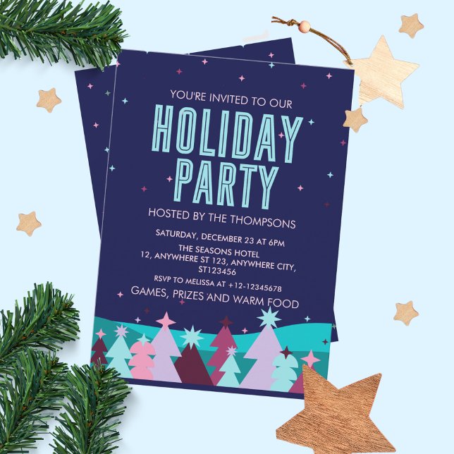 Minimalist Stylish Winter Pine Tree Holiday Party Invitation (Creator Uploaded)