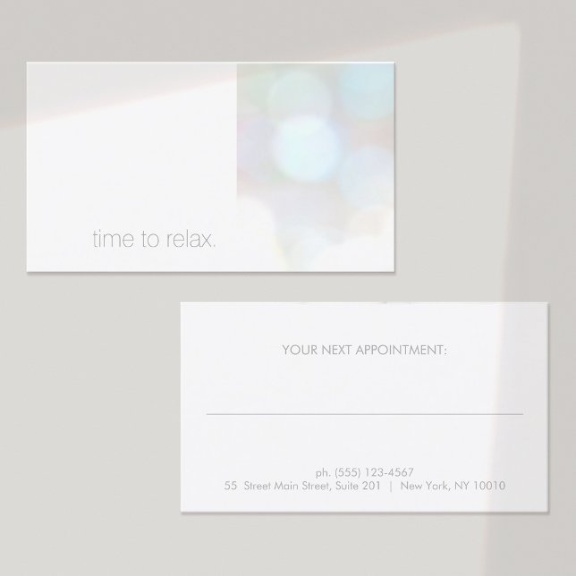 Minimalist Subtle Bokeh Spa Appointment Card (Creator Uploaded)