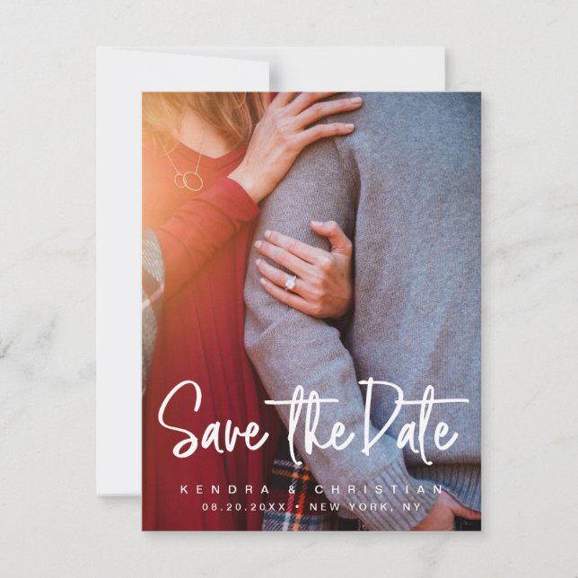 Minimalist Subtle Save the date Wedding Photo Announcement (Front)