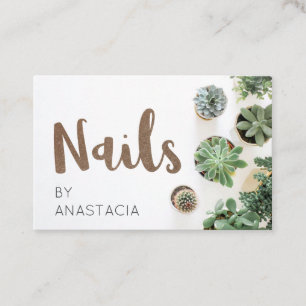 Minimalist Succlulent Plants Nails Business Card
