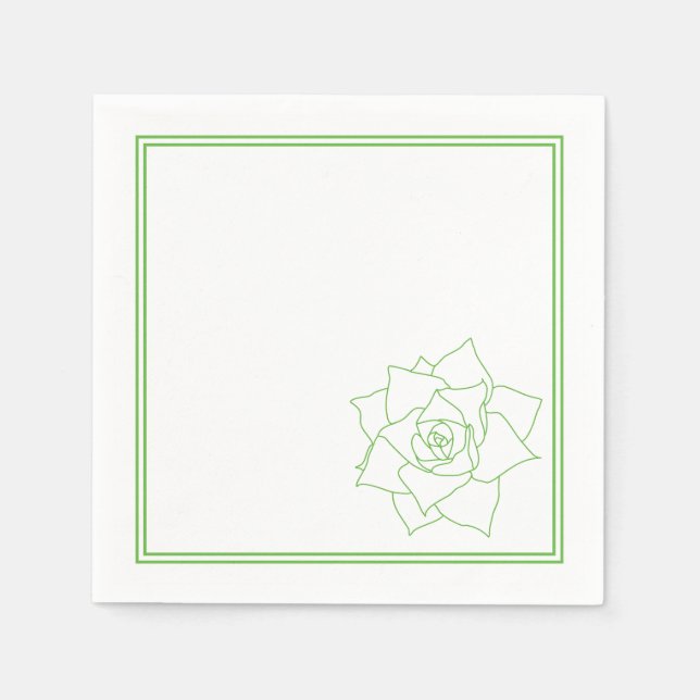 Minimalist Succulent Green Botanical Napkin (Front)