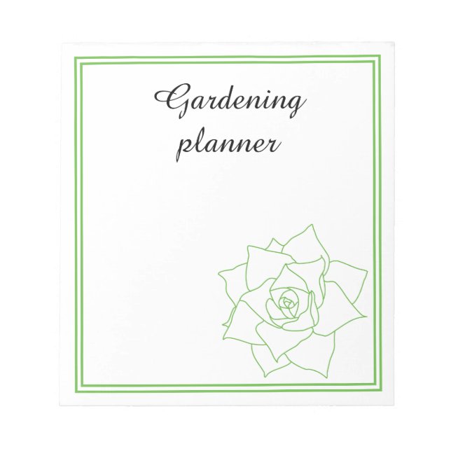 Minimalist Succulent Green Gardening Planner Notepad (Front)