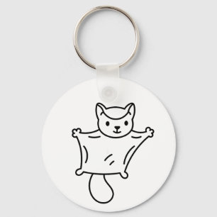 Minimalist Sugar Glider Line Art Key Ring