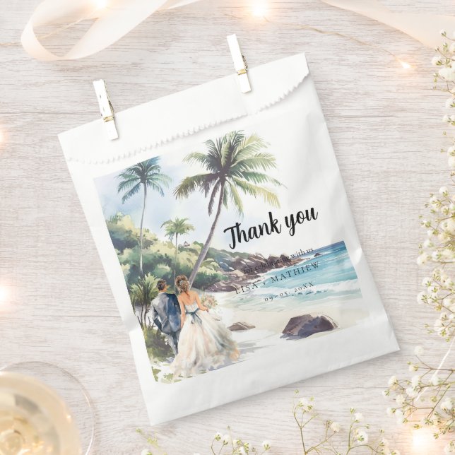 Minimalist Summer Beach Destination Wedding Favour Bags (Clipped)