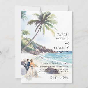 Minimalist Summer Beach  Destination Wedding Invitation