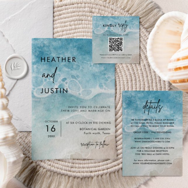 Minimalist Summer Beach Destination Wedding Invitation (Creator Uploaded)