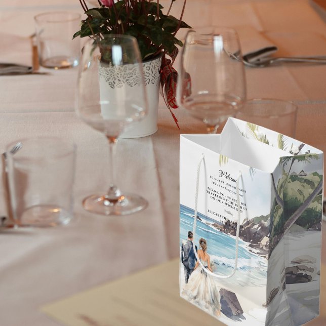 Minimalist Summer Beach Destination Wedding Medium Gift Bag (Creator Uploaded)